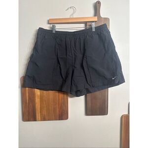 Nike Black Nylon Pull-On Flat Front Elastic Waist Athletic Active Shorts Size XL